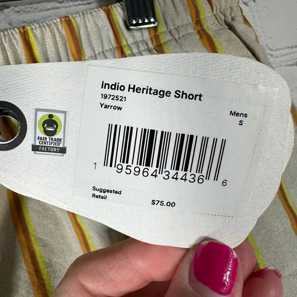 Prana Indio Heritage Shorts Mens Small Yarrow Striped Relaxed Fit 4in Inseam NWT - Picture 3 of 11